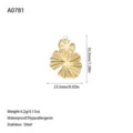 Spécifications de taille pour ce pendentif en éventail en acier inoxydable doré - Style de Feuille en Eventail Plissée (A0781) / Or