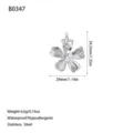 Detail view of silver flower pendant in stainless steel with size and weight specs - Five-Petal Flower Style (B0347) / Steel