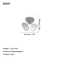 Detailed specifications of the stainless steel flower pendant with dimensions and 5.2g weight - Radial Textured Three-Petal Flower Style (B0304) / Steel