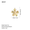 Detailed dimension view of gold stainless steel flower pendant with measurements - Five-Petal Flower Style (B0347) / Gold