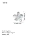 Detailed stainless steel flower pendant charm showing 34.5mm dimensions and weight specs - Openwork Radiating Flower Style (B0348) / Steel