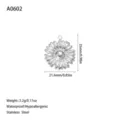 Detailed view of silver stainless steel daisy pendant with precise dimensions and weight - Small Daisy Style (A0602) / Steel