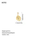 Dimensioni e specifiche dettagliate di un ciondolo a foglia in acciaio inossidabile oro - Stile Foglia Incisa (A0783) / Oro