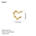 Vista dettagliata con dimensioni 24 mm e peso 4,3 g del ciondolo a cuore in acciaio - Stile Cuore Irregolare (A0625) / Oro