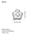 Detailed macro view of a textured stainless steel flower pendant showing exact dimensions. - Hollow Dotted Texture Five-Petal Flower Style (B0337) / Steel