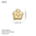 Detailed view of 18K gold-plated stainless steel flower pendant with dimensions and weight info. - Hollow Dotted Texture Five-Petal Flower Style (B0337) / Gold