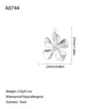 Macro view of a stainless steel flower pendant with detailed size and weight measurements. - Five-Petal Flower Style (A0744) / Steel