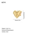 Ciondolo a cuore in acciaio inox dorato, accessorio per gioielli fai-da-te - Stile Cuore Fluido Lavico (A0741) / Oro