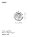 Stainless steel daisy pendant detail showing 18.5mm width and 20.6mm total height. - Small Daisy Style (B0305) / Steel