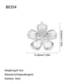 Silver stainless steel flower pendant charm for jewelry making with size markers - Striped Five-Petal Flower Style (B0354) / Steel