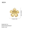 Exquisite 18K gold plated flower pendant charm in stainless steel for DIY jewelry - Striped Five-Petal Flower Style (B0354) / Gold