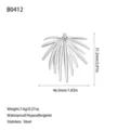 Spécifications détaillées de taille et de poids pour ce pendentif en forme de feuille de palmier - Style de Feuille Radiale (B0412) / Acier