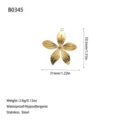 Detailed view of a gold stainless steel flower pendant with dimensions and weight - Hollow Five-Petal Flower Style (B0345) / Gold