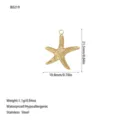 Misure dettagliate del ciondolo a stella marina in acciaio inossidabile dorato per gioielli - Stile Stella Marina (B0219) / Oro