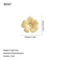 18K gold plated stainless steel flower pendant with size and weight specifications. - Radial Texture Five-Petal Flower Style (B0367) / Gold