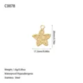 Detail view of 18K gold plated stainless steel star pendant with spiral patterns. - Spiral Pattern Star Style (C0078) / Gold