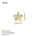 Golden stainless steel flower pendant for jewelry with dimensions and weight specs. - Openwork Radiating Flower Style (B0348) / Gold