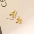 Gold stainless steel cherry charm pendant with measurements for DIY jewelry making - Cherry (037)