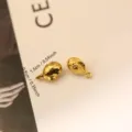 Golden hammered texture peanut pendant charm for DIY jewelry making 1.5cm x 0.9cm gold - Avocado (038)