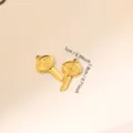 Gold stainless steel key charm pendant with Good Luck engraving for DIY jewelry making - Key Lucky (041)