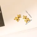 Pair of golden stainless steel bear charms for DIY jewelry with 1.5cm size marks - Bear (043)