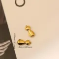 Golden stainless steel cat charm pendant for DIY jewelry making with size dimensions - Lucky Cat (045)