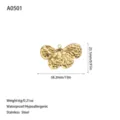 Detailed size and weight specifications for gold stainless steel butterfly pendant A0501 - Butterfly Style (A0501) / Gold