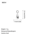 Dimensions and weight specifications of silver teardrop stainless steel pendant - Water Drop Pendant (B0054) / Silver