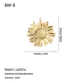 Detailed specifications for a gold-plated stainless steel sunflower pendant accessory. - Sunflower Style (B0018) / Gold