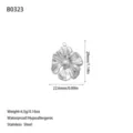 Detailed view of silver stainless steel flower pendant with dimensions and weight info - Flower Style (B0323) / Steel