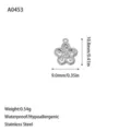 Detailweergave van een roestvrijstalen bloembedel met exacte afmetingen en gewichtsopgave. - Vijfbladige Bloem Reliëf Stijl (A0453) / Staalkleur