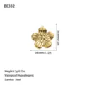 Detailed view of gold stainless steel flower pendant with product dimensions and weight - 3D Embossed Five-Petal Flower (B0332) / Gold