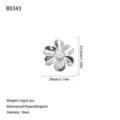 Detailed measurements of a stainless steel flower pendant with dimensions and weight. - Six-Petal Flower Style (B0343) / Steel