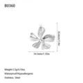 Dimension view of a stainless steel flower pendant showing 35.6mm size and 5.3g weight - Radiating Textured Flower (B0360) / Steel