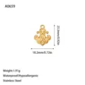 Detailed view of 18K gold plated stainless steel pendant with dimensions and weight. - Vintage Scroll Pattern Charm (A0659) / Gold