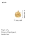 Gedetailleerde afmetingen van een gouden zonnebloem hanger van roestvrij staal - Zonnebloem Stijl (A0746) / Goud
