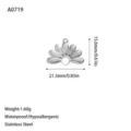 Detail van roestvrijstalen bloemenhanger met afmetingen en technische specificaties - Waaiervormige Bloem Stijl (A0719) / Staalkleur