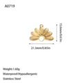 Detailweergave van gouden roestvrijstalen bloemenhanger met afmetingen en gegevens - Waaiervormige Bloem Stijl (A0719) / Goud
