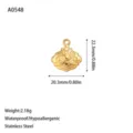 Detailed view of 18K gold plated stainless steel pendant with size and weight info - Cloud Pattern Pendant (A0548) / Gold
