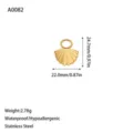 Gold stainless steel shell pendant measurements and specifications for DIY jewelry - Fan Shape Pendant (A0082) / Gold