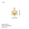Ciondolo a sole in acciaio inossidabile dorato con dettagli di altezza 16,7mm e larghezza 12,3mm - Stile Bagliore di Stelle (C0052) / Oro