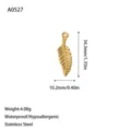 Gedetailleerde afmetingen van 18K vergulde roestvrijstalen bladbedel voor DIY-sieraden - Veer Stijl (A0527) / Goud