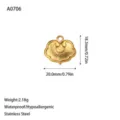 Detailed view of an 18K gold plated stainless steel Ruyi lock pendant with measurements - Ruyi Lock Pendant (A0706) / Gold