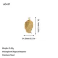 Gedetailleerde afmetingen en gewicht van vergulde roestvrijstalen veer hanger - Veer Stijl (A0411) / Goud