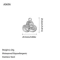 Detailed view of silver cloud stainless steel pendant with size and weight info - Cloud Shape Pendant (A0696) / Steel