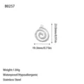 Stainless steel spiral pendant detail showing 23mm size, 1.84g weight, and hypoallergenic features - Spiral Textured Pendant (B0257) / Silver