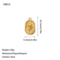Gedetailleerde afmetingen van een gouden roestvrijstalen tulpbloem hanger - Tulpenbloemenreliëf Stijl (F0012) / Staalkleur