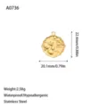 Detailed view of 18K gold plated stainless steel pendant with size and weight info - Gourd and Petal Shape Pendant (A0736) / Gold
