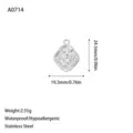Detailed dimension diagram of a waterproof stainless steel diamond-shaped pendant - Rhombus Embossed Pendant (A0714) / Steel
