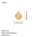 Detailed technical specifications for golden stainless steel embossed pendant with size - Rhombus Embossed Pendant (A0714) / Gold